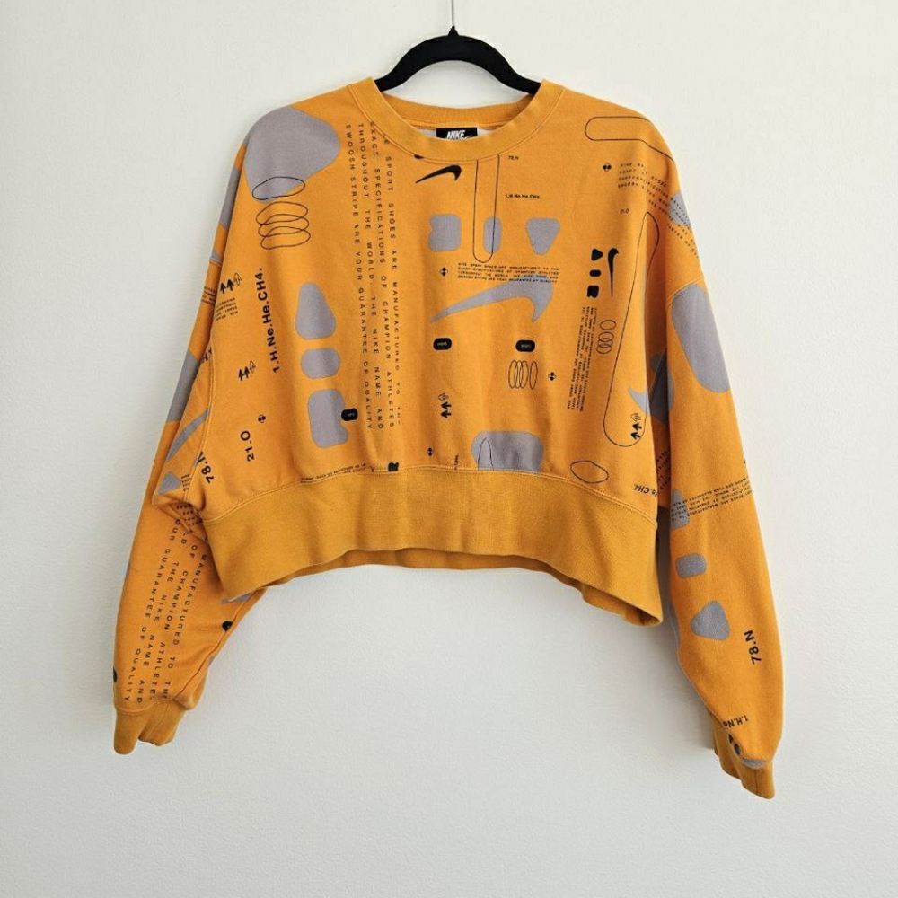 Nike Orange Cropped Oversized Crewneck Sweatshirt XS